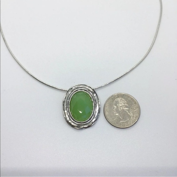 DIDAE ISRAEL FACETED GREEN QUARTZ STERLING SILVER PENDANT COLLAR CHAIN N… - Picture 6 of 7